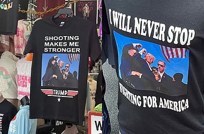 துப்பாக்கிச்சூட்டில் டிரம்ப் முழங்கும் படம் பதித்த டி-சர்ட்: சீனாவில் விற்பனை!